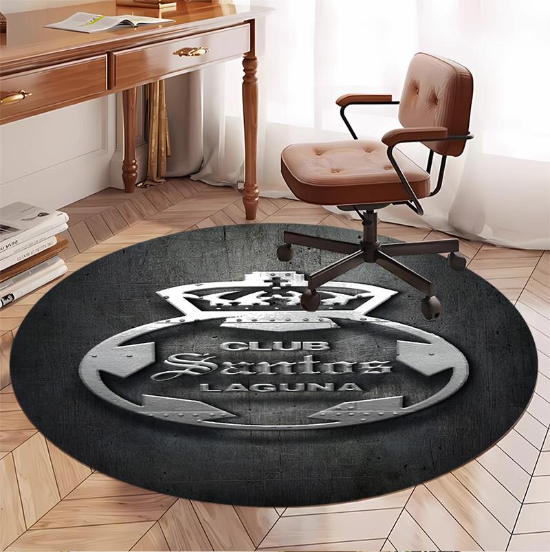 Club Santos Laguna Pattern Round Rug, Indoor/Outdoor Mat, for Picnic, Gameroom, Bedroom, Office, Living Room, Home Decor Carpet, Birthday Gift