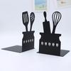 Metal Book Ends for Shelves Black Kitchen Essentials Design Bookends for Home Office Decor Heavy Duty Non-skid Book Ends Stationery Supplies