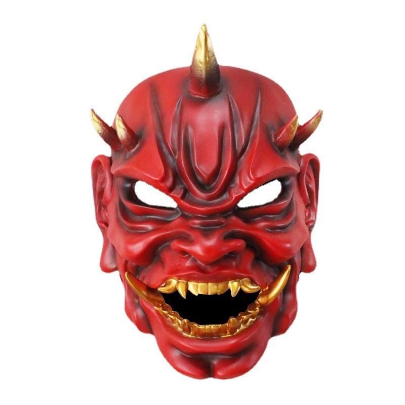 Игривая и красно-белая смоляная маска японского короля демонов, отлично подходящая для хэллоуинских фестивалей и