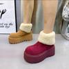 2024 Fashion Suede Ankle Warm Snow Boots Flat Heel Winter High Quality Women's Shoes Round Toe Medium Heel Simple Women's Boots