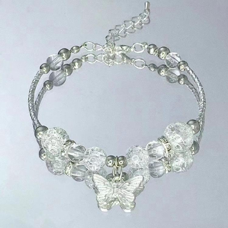 Изысканный браслет-аксессуар из сплава, distinctive браслет с бусинами, подвеска с украшениями в виде бабочек для законодателей мод