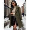 Womens Long Wool Coat Slim Fit Single Breasted Belted Overcoat Solid Color Outerwear Daily Wear