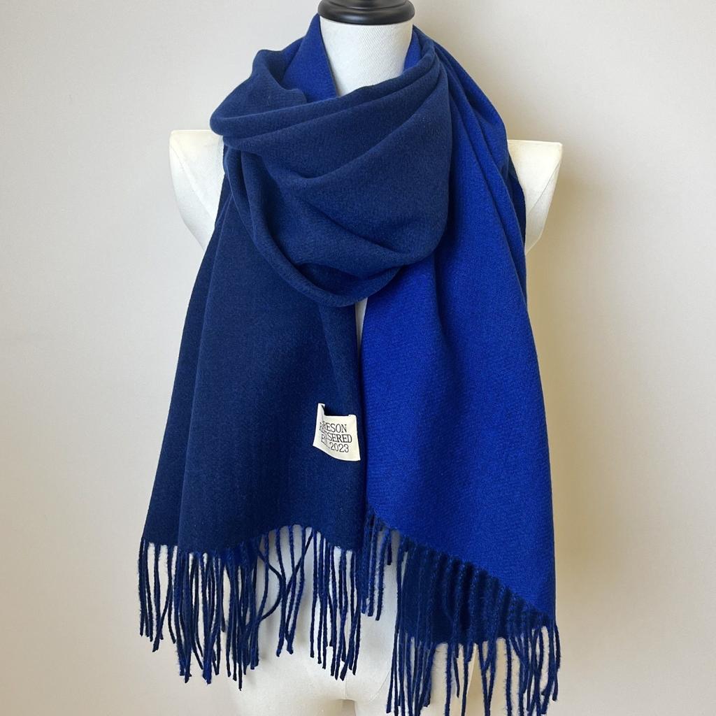 Double-sided Two Colors Scarf Simple Basic Imitation Cashmere Tassel Shawl Autumn Winter Unisex Coldproof Neck Guard Scarf