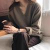 Women's Thick V-Neck Wool Sweater: Velvet, Loose, Casual Knitwear for Autumn & Winter