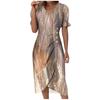 Women's Summer Casual  Dress V Neck A-line  Boho Ditsy Floral Flounce Sleeve Wrap Hem Dress