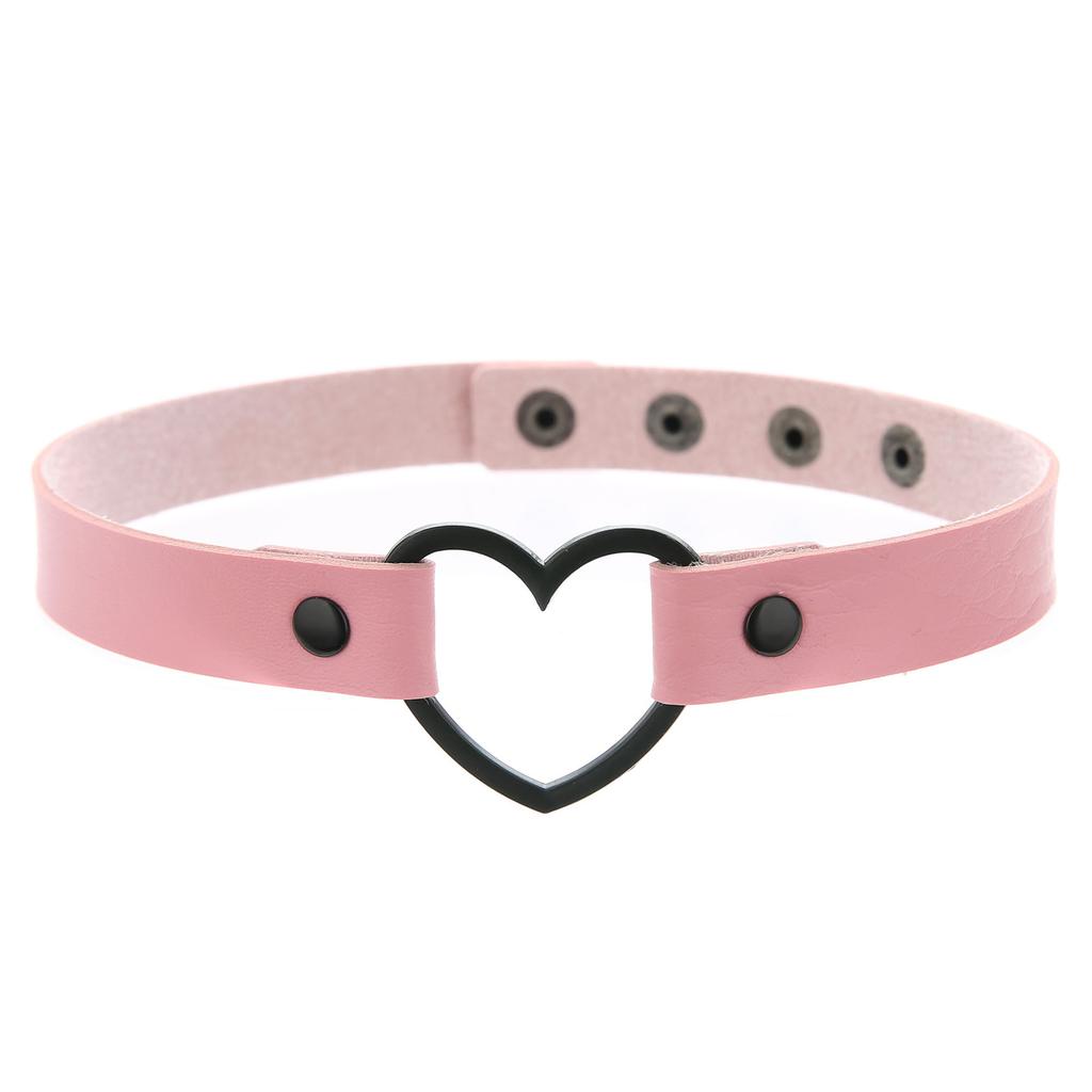 Готическое кожаное ожерелье-чокер с сердцем для женщин и девушек, регулируемое панк-ожерелье-воротник, кавайные милые украшения
