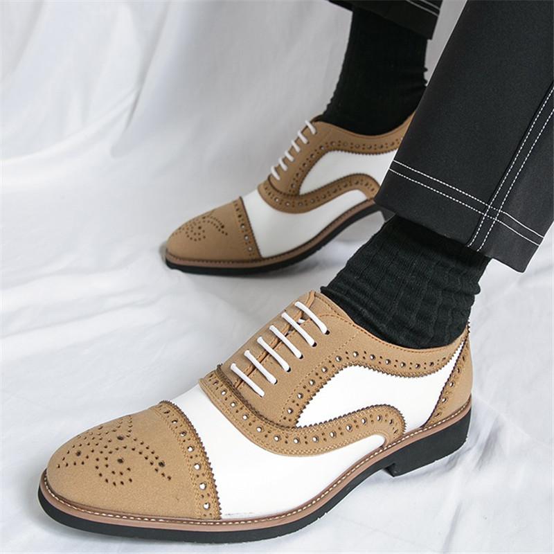 Британский Джентльмен Новые Формальные Туфли Brogues Для Мужчин Дизайн Смешанного Цвета Шнуровка Оксфорды Обувь Для Вечеринки Свадьбы Homecoming