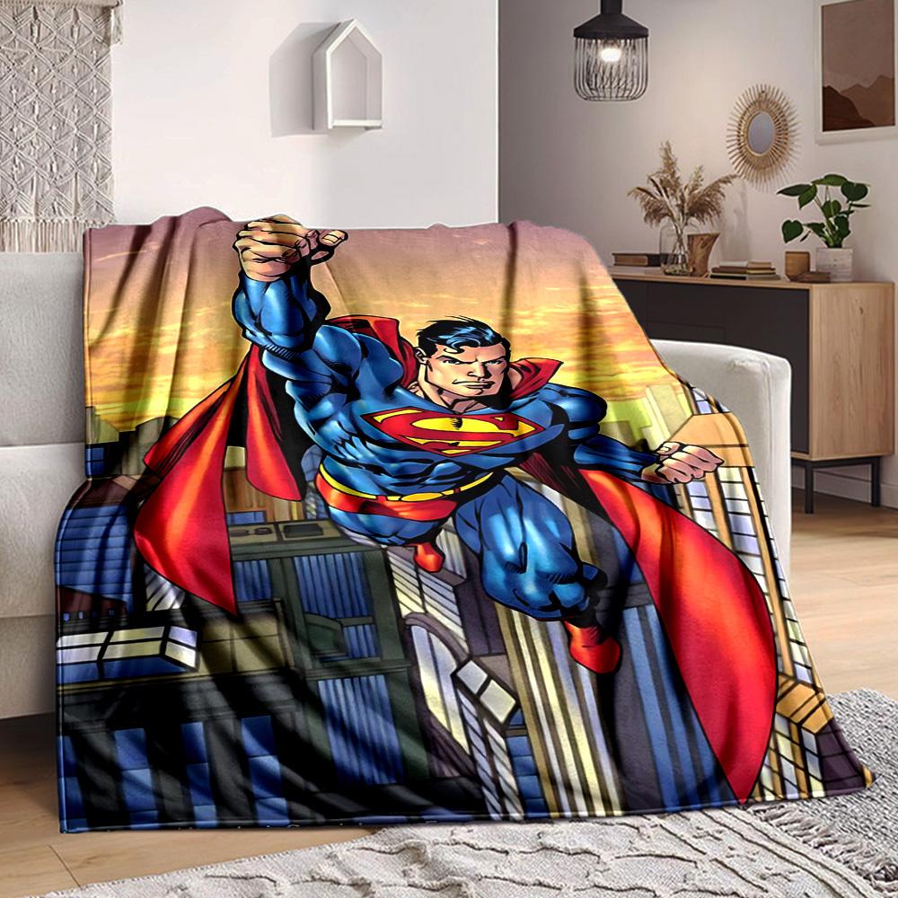 1 шт. Фланелевое одеяло Супермен Мягкое, Теплое и Уютное для Дивана, Кровати, Офиса и Путешествий Универсальный Подарок на Любой Сезон, Рождественский подарок