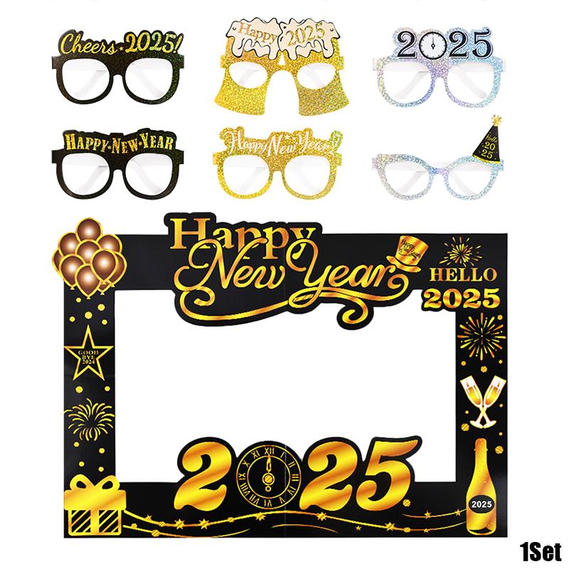 2025 С Новым годом бумажные очки фоторамка воздушный шар рождественская бумажная фотобудка реквизит украшение новогоднее вечернее украшение