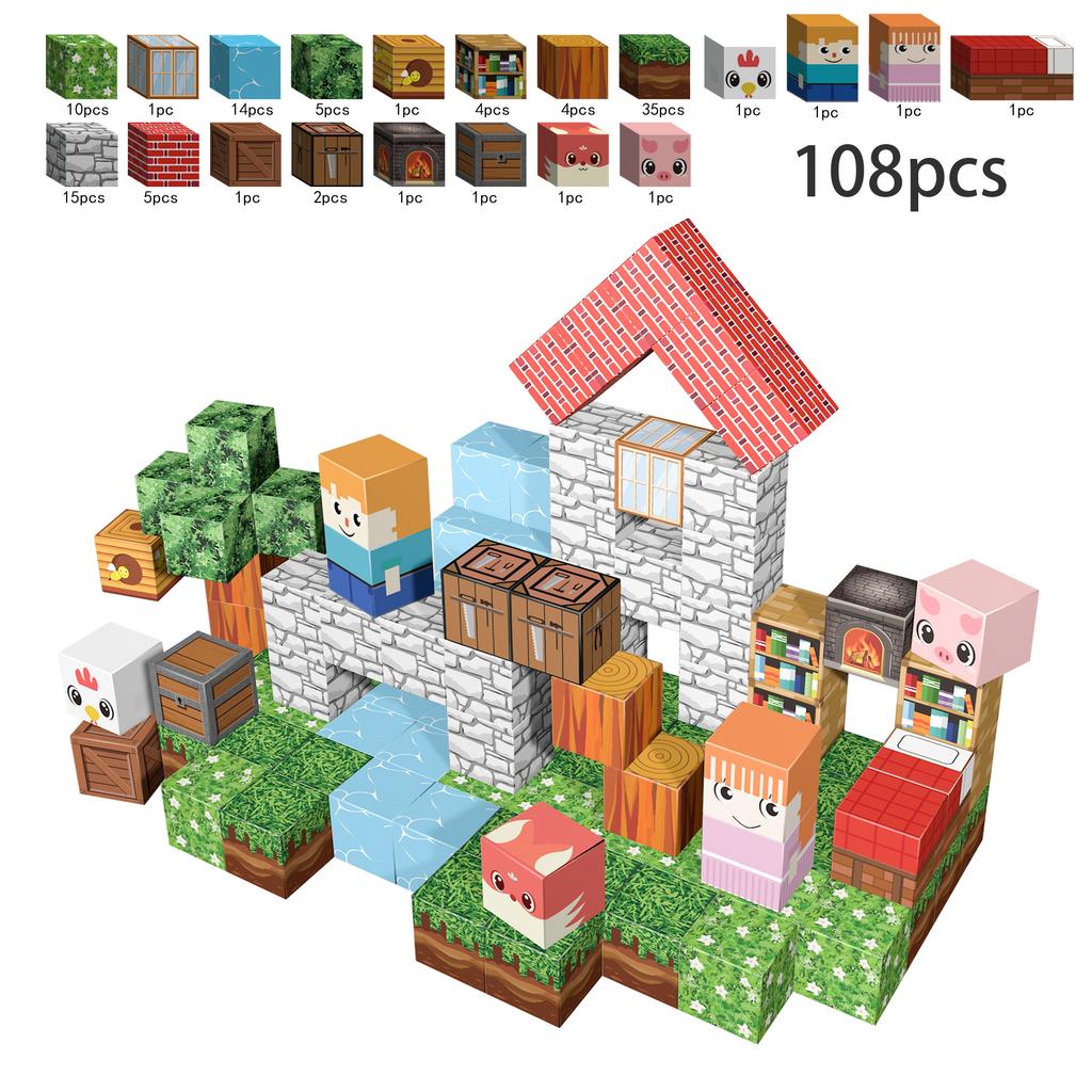 100PCS Magnetic Blocks Build Frozen Castle Magnet WorldToddler Christmas Birthday Gifts Sensory Toys for3+ Girls and Boys