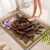Rural Flower Mat 3D Stereoscopic Design Wear Resistant Crystal Velvet Carpet Creative Flower Pattern Non Woven Bottom