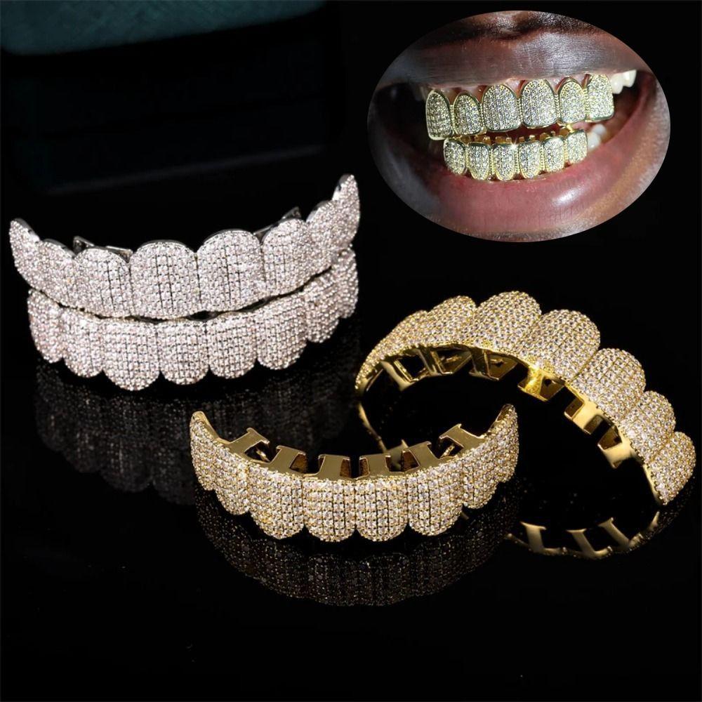 Hip Hop Teeth Grillz Set Removable Design Charm Teeth Grillz Dental Grills Tooth Caps Dental Crown