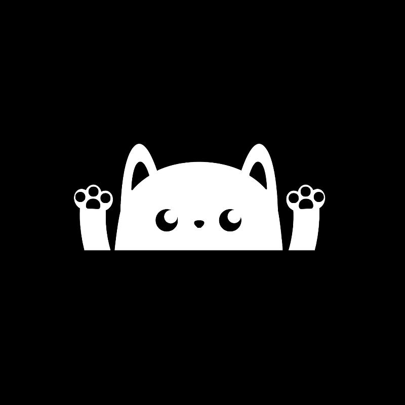 Милая подглядывающая кошка Наклейка на зеркало заднего вида, Черная кошка Виниловая наклейка для интерьера автомобиля, Водонепроницаемый автомобильный аксессуар
