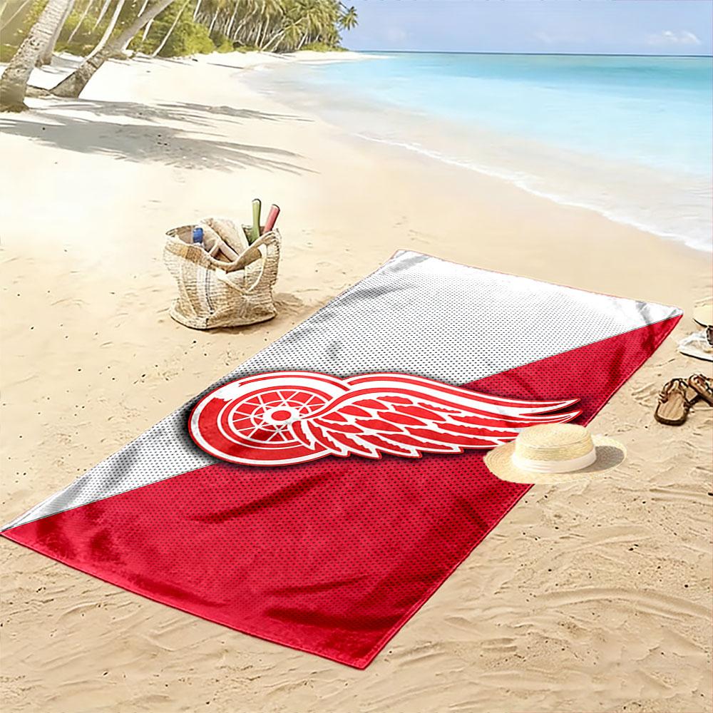 Red Wing Logo on Red and White Background Patterned beach towel quick dry perfect for travel outdoor sports jogging the beach and swimming