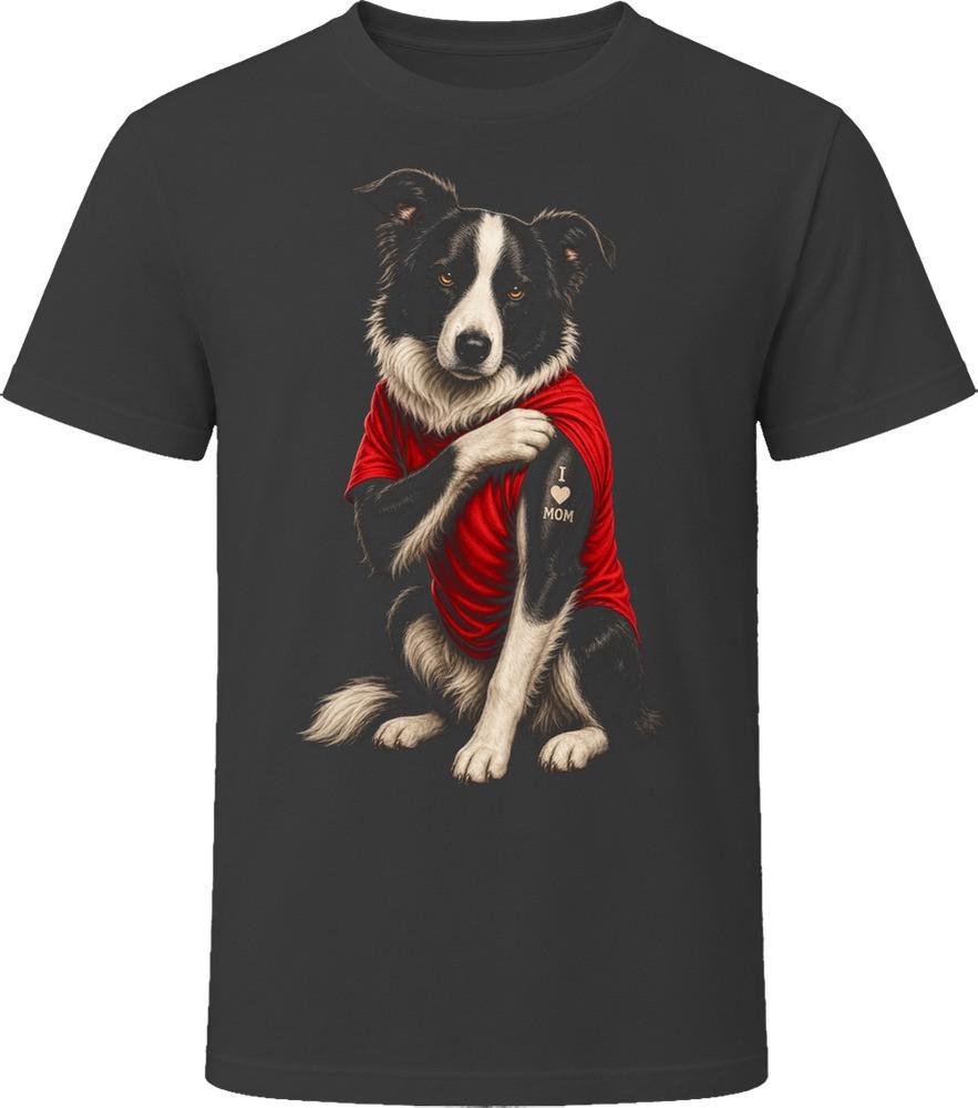 Border Collie Dog I Love Mom Tattoo Retro Dog Mom Gift T Shirt