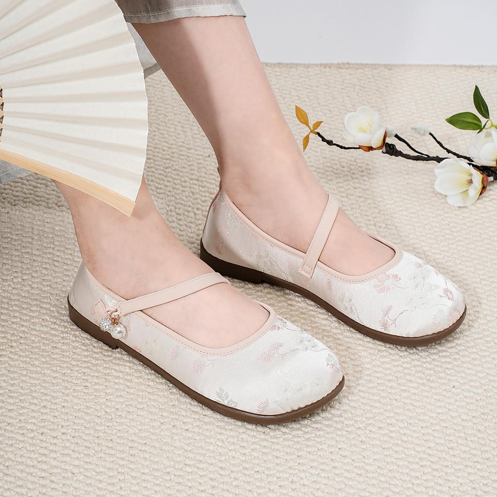 Taiheyuan Old Beijing Cloth Shoes Women's Summer Chinese Style Flat Embroidered Shoes Comfortable and Non tiring Feet Cloth Shoes Mom's Shoes