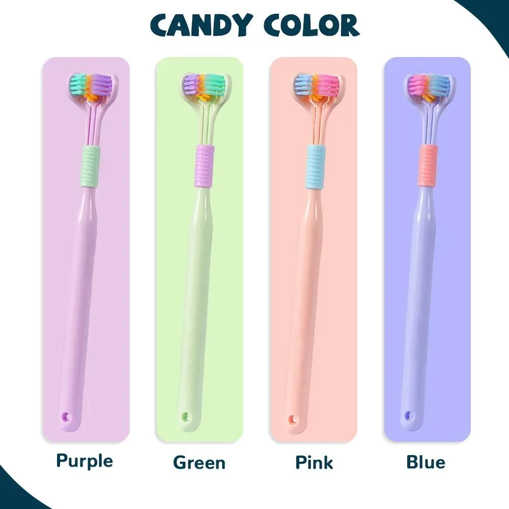 Three-sided Soft Bristle Toothbrush Oral Care Safety Toothbrush Teeth Deep Cleaning Portable Travel Dental Oral Care