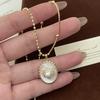 Fritillary Pearl Oval Pendant Necklace Fashion Versatile Clavicle Chain Light Luxury Temperament Necklace Women
