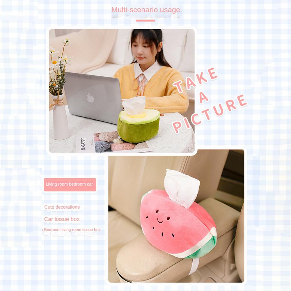 Cute Fruit Tissue Box Home Decoration Accessories Lifelike Watermelon Pineapple Avocado Plush Toy Soft Stuffed Fruit Doll