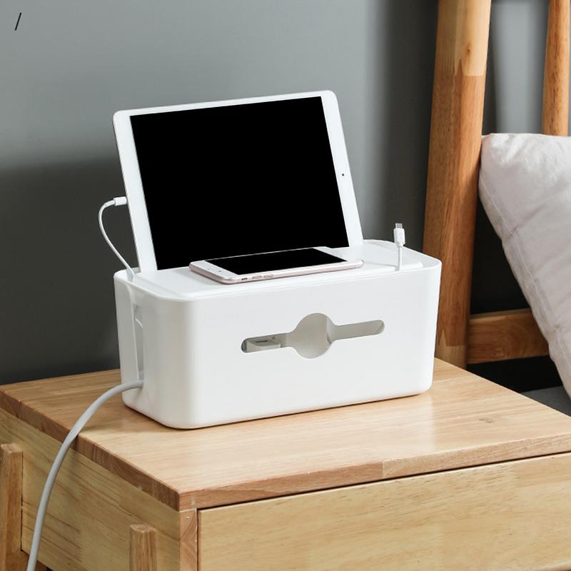 Органайзер для хранения шнуров Коробка для организации кабелей данных Нескользящее дно Органайзер для хранения электронных кабелей Пылезащитная крышка Для стола