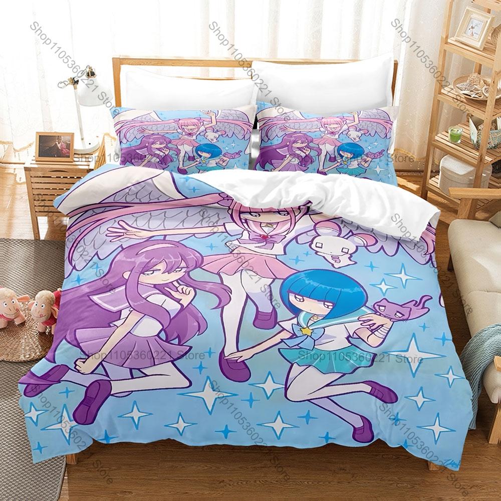 Menhera Chan Duvet Cover + 2 Pillowcases Nanase Kurumi Cute Hoodie Anime Print Soft Polyester Bedding Decor For Kawaii Sticker