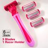 1 Set Manual Women's Body Bikini Hair Removal Safety Razor 6-layer Stainless Steel Shaver Body Hair Trimming