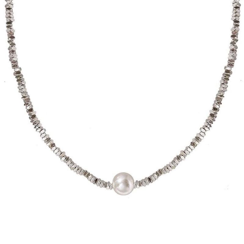 Жемчужное геометрическое нерегулярное плетение ожерелья Европа и Америка преувеличенная цепь