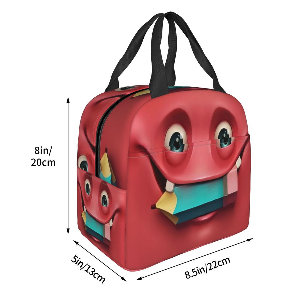 Funny Expression Insulated Lunch Tote Bag for Women Resuable Thermal Cooler Bento Box Outdoor Camping Travel