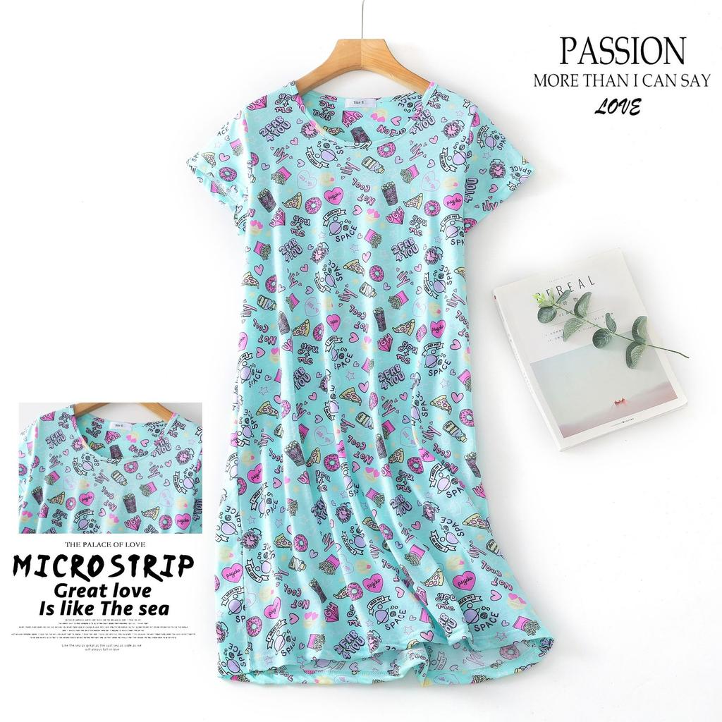 Plus Size Summer Women Nightdress Short Sleeve Cute Cartoon Sleepwear Sweet O Neck Nightgowns Pyjamas Lady's Cotton Sleepdress