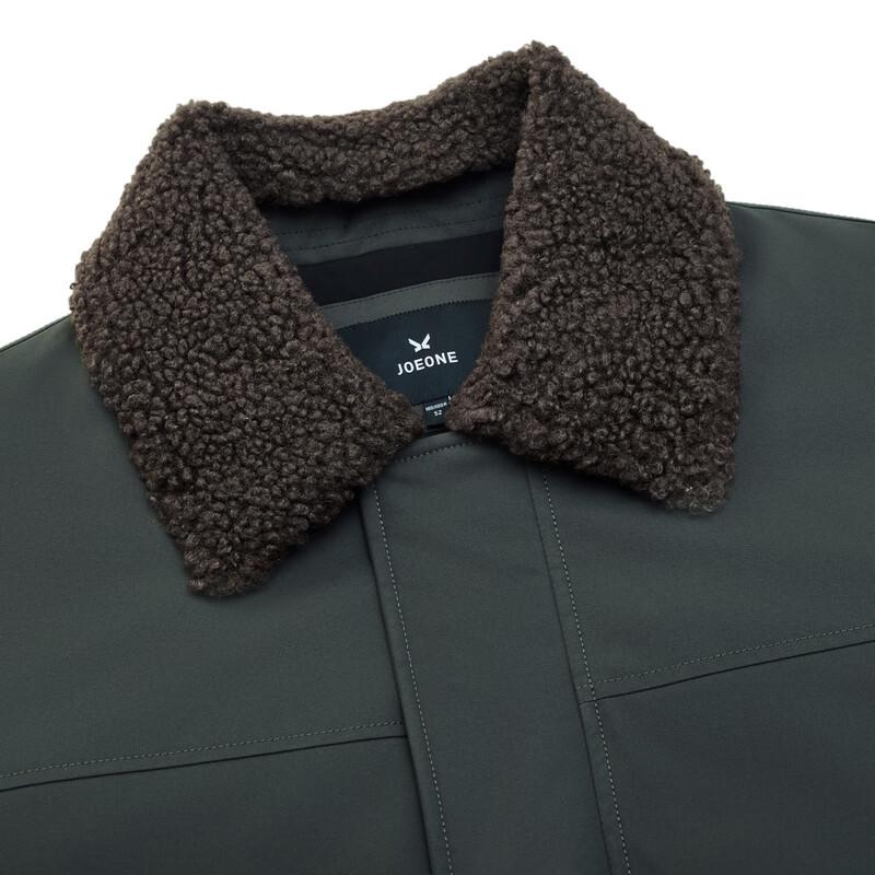 JOEONE Men's Water-Repellent Commuter Jacket with Detachable Fur Collar