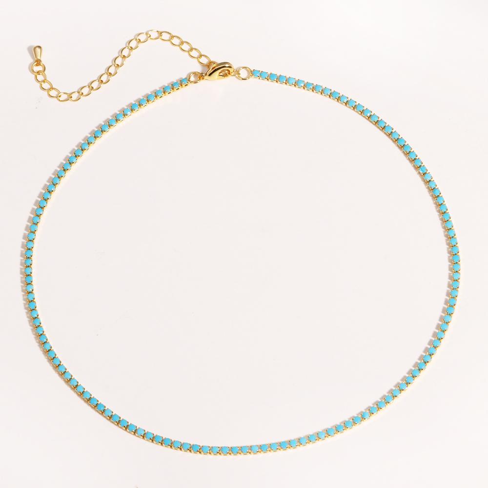 2mm Cubic Zirconia Chain Necklace Dainty Thin Tennis Choker Necklaces Jewelry for Women Donna Collane Hot 2