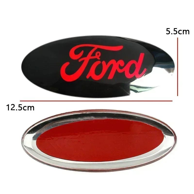 For Ford Mondeo Fusion Focus Fiesta Kuga Edge Transit Ecosport 12.5x5cm Car Front Emblem Logo Rear Trunk Badge Decal Decoration CVX1