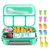 16-Piece Plastic Bento Lunch Box Set for Students with Microwave-Safe Compartments and Fruit Picks