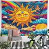 "Colorful Psychedelic Sun and Clouds Design" Pattern Wall Hanging Tapestry Decorative Tapestry Home Decor for Bedroom and Living Room