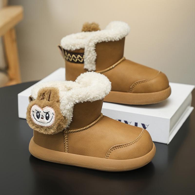 Labubu Этнический стиль Зимние Снежные Ботинки для Мальчиков и Девочек, Сделаны из Большого Хлопка и Плюшевой Изоляции Обувь