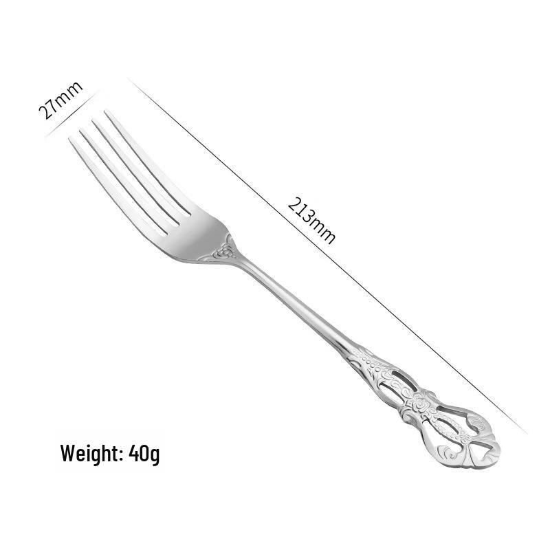 Набор столовых приборов из нержавеющей стали в европейском стиле с полым рельефным дизайном: Королевский нож, вилка и ложка.
