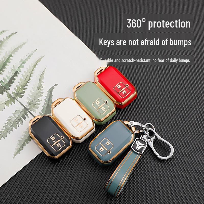 Золотистый чехол для ключа из ТПУ с мягкой резины для 3-кнопочной модели Suzuki Jimny