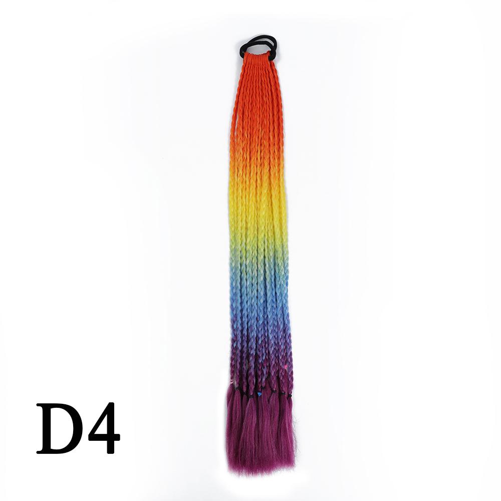 Плетеный хвост с резинкой, черный плетеный хвост ручной работы из термостойкого волокна, шиньоны с конским хвостом для девочек