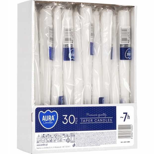 Aura Tapered Table Candle White 7H 1 Piece S30-1-090