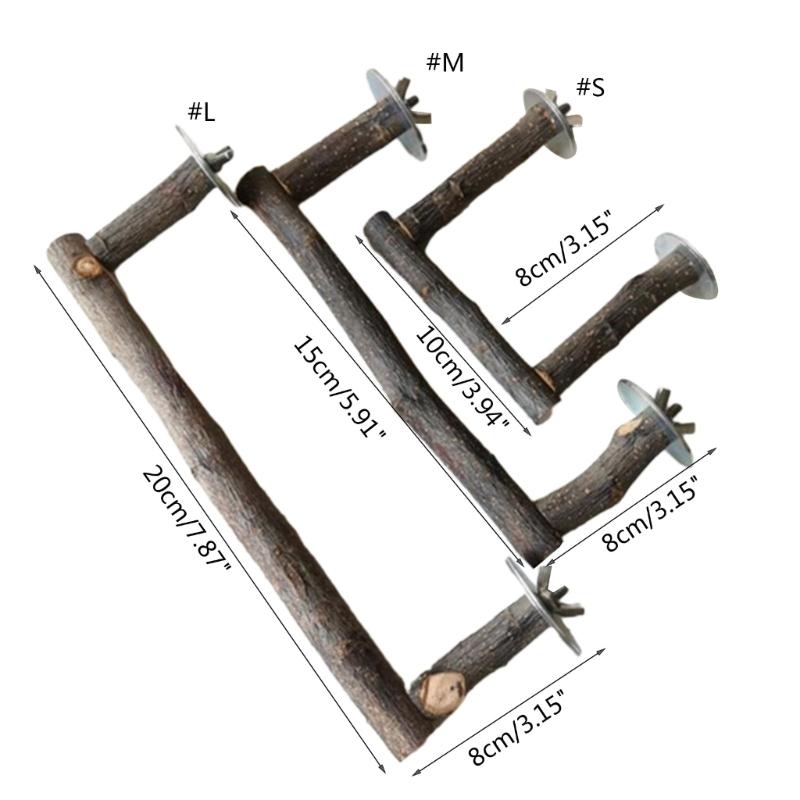 Natural Wood Perch Parrot Bird Grooming Stand Bar Grinding Claw Toy For Small Medium Birds Easy To Install JJ1546