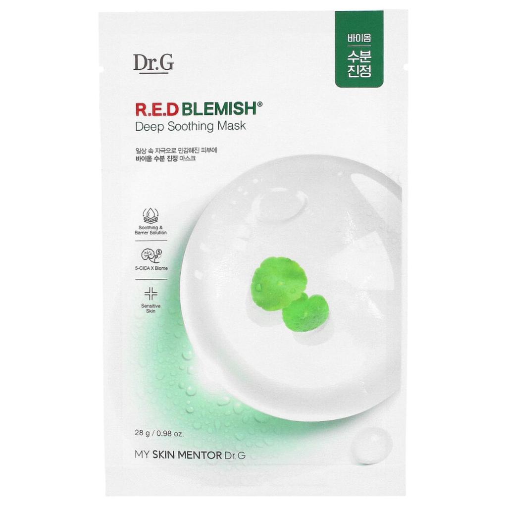 Doctor.G Red Blemish Deep Soothing Mask 4 X 28 G - Soothing Sheet Mask, Set of 4
