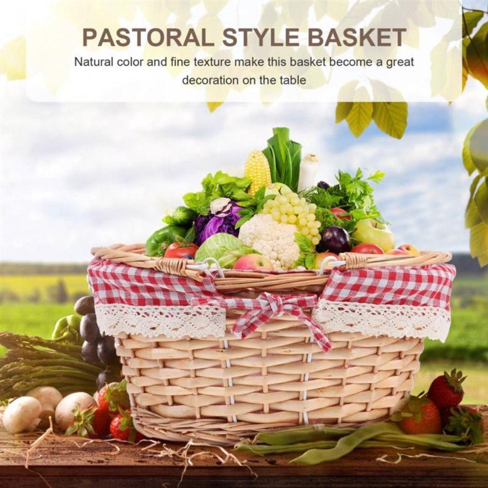Portable Willow Woven Sundries Toys Fruit Basket Picnic Basket Storage Basket Vegetable Basket