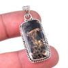 Natural Black Copper Turquoise 925 Solid Sterling Silver Gift Pendant 1.50" w7I18