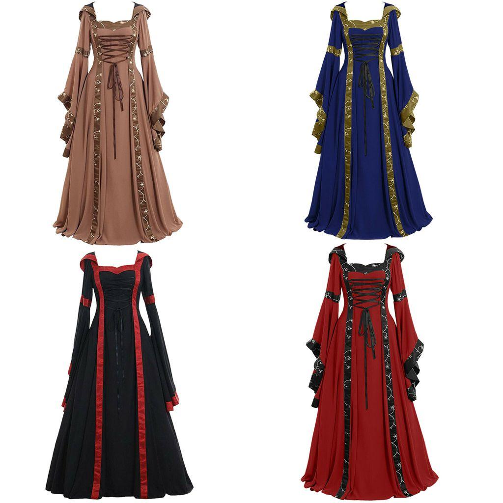 Women Medieval Halloween Dress Vintage Renaissance Gothic Cosplay Party Carnival