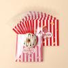 50/100Pcs Popcorn Design Gifts Bags 13*10Cm Red White Stripe Self-Sealing Bags Biscuits Candies Snack Bags Party Decoration