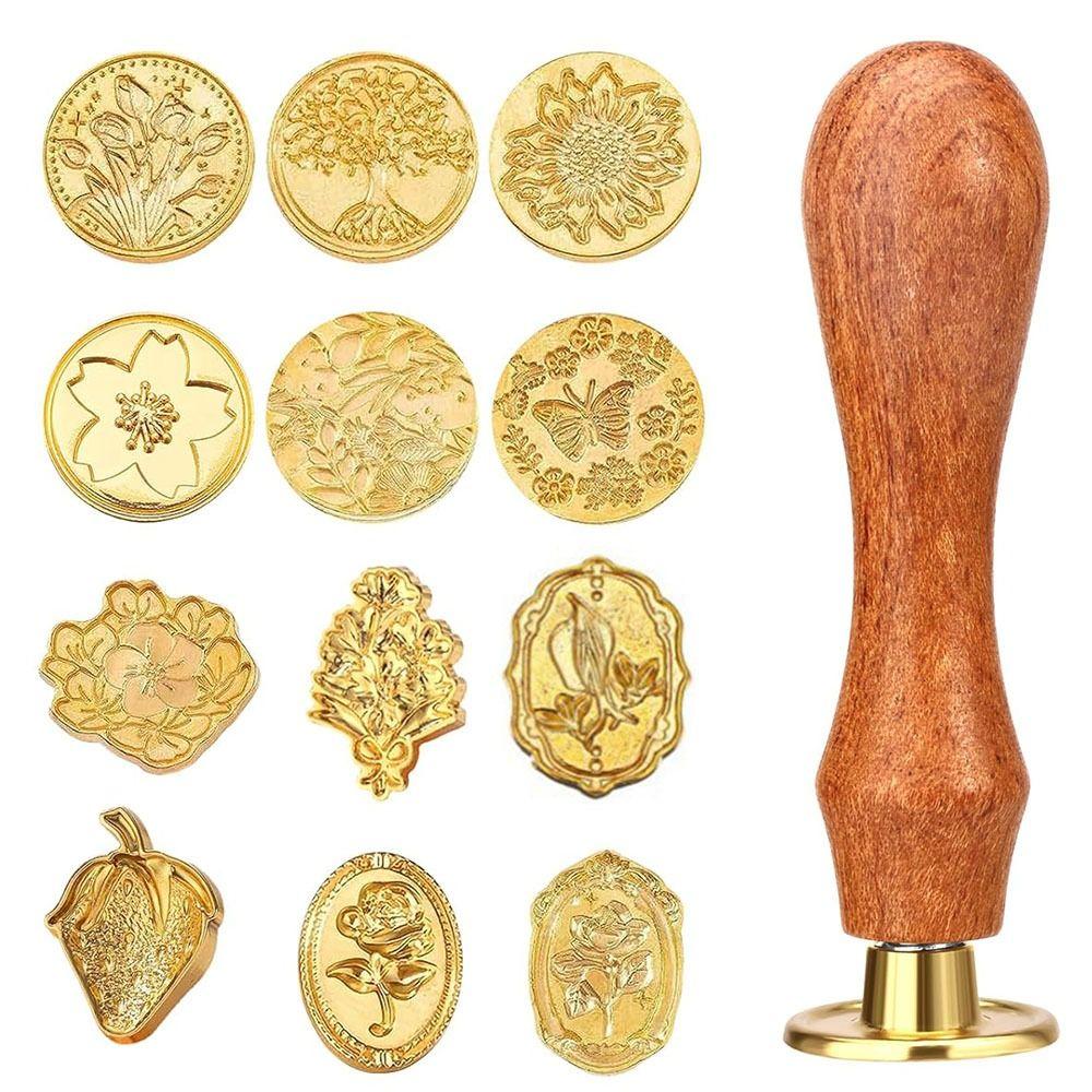 8/10/12Pcs Retro Wax Seal Stamp Head Kit Multishape Enamelled Seal Heads Gift Packing