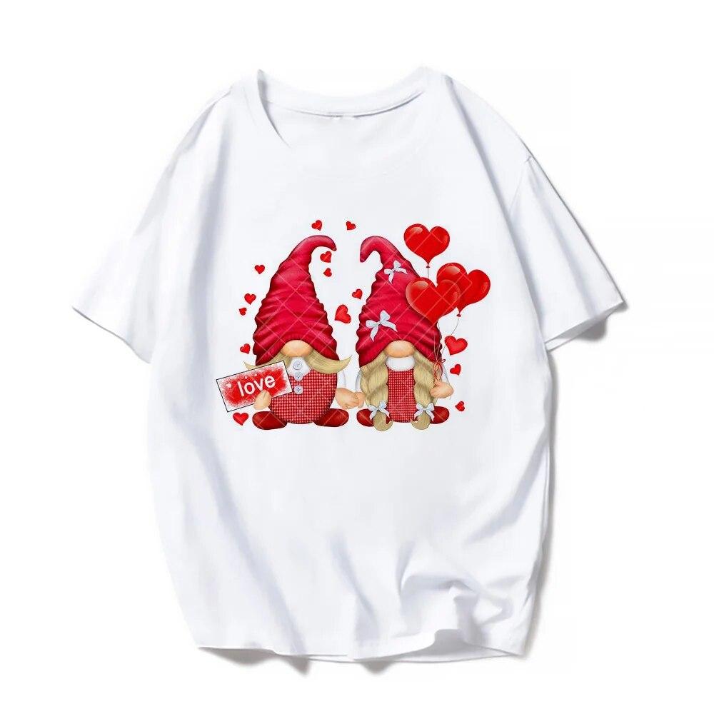 Повседневные футболки с короткими рукавами на День святого Валентина, женская модная летняя футболка с принтом Love Rose, женская футболка с графическим принтом