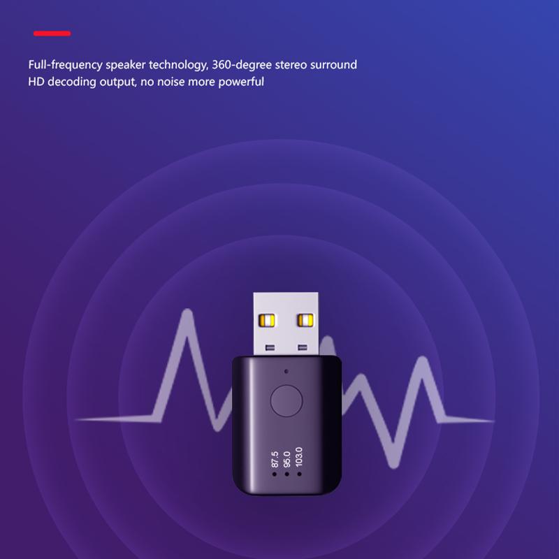 Bluetooth 5.4 FM-передатчик с микрофоном, громкая связь, беспроводной USB-адаптер, стереозвук без потерь, аудиоприемник для автомобильного FM-радио