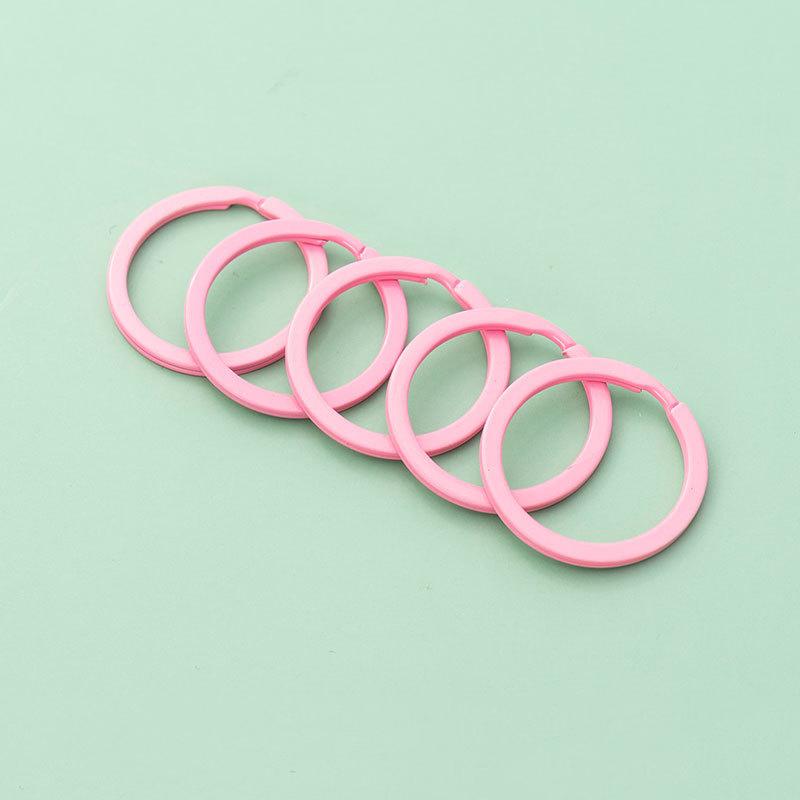5/10Pcs Metal Colorful Keyring Keychain Split Ring 25/30mm Round Flat Line Key Ring for DIY Handmade Jewelry Making Accessories