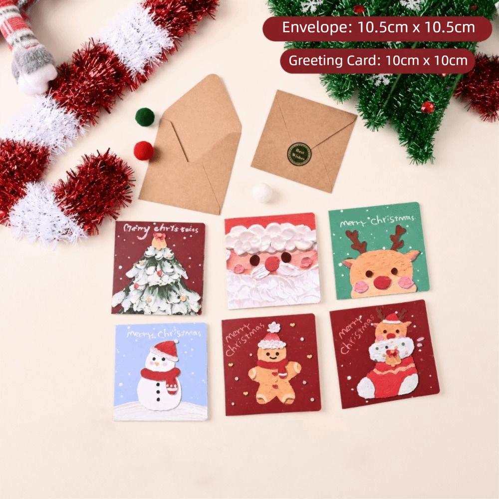 6Pcs Oil Painting Style Holiday Cards Sealing Stickers Postcard Gift Cards Blessing